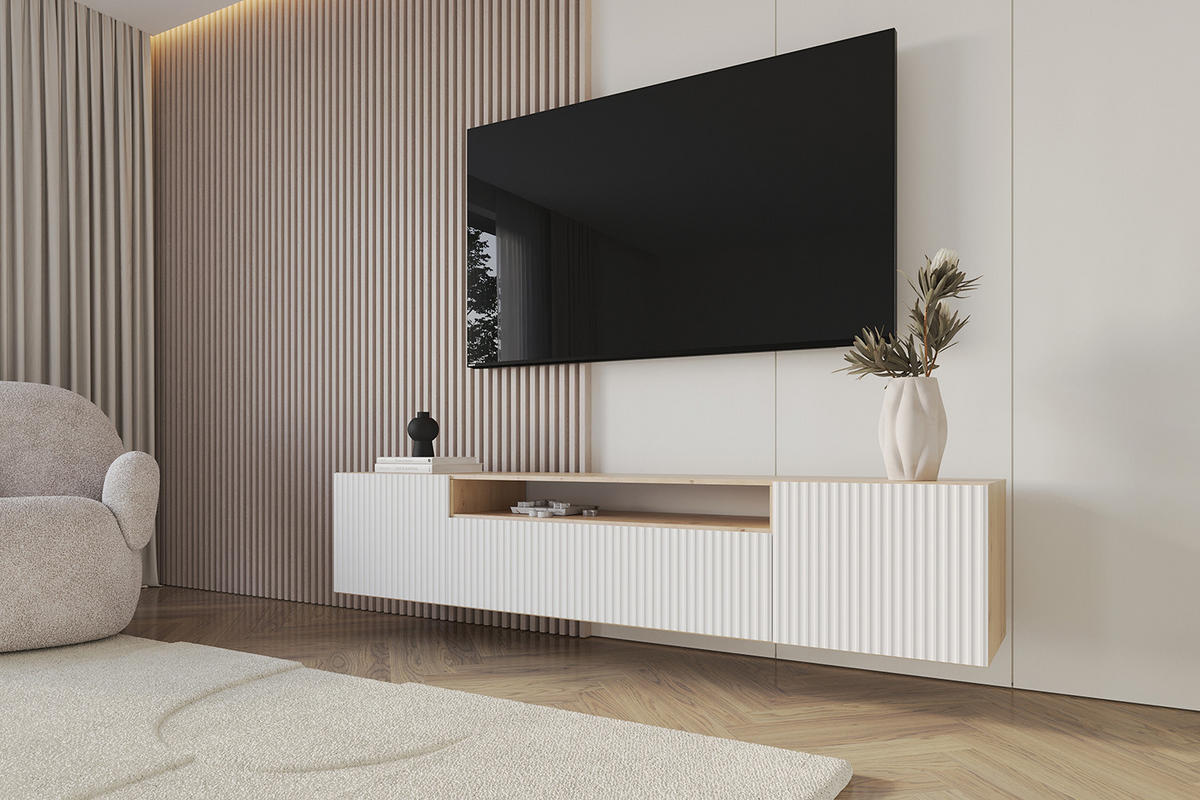 LOWBOARD NOA-2-W 200x40x41 cm - Artisan / Weiß - Weiß, Holzwerkstoff (200/40/41cm) - ALTDECOR