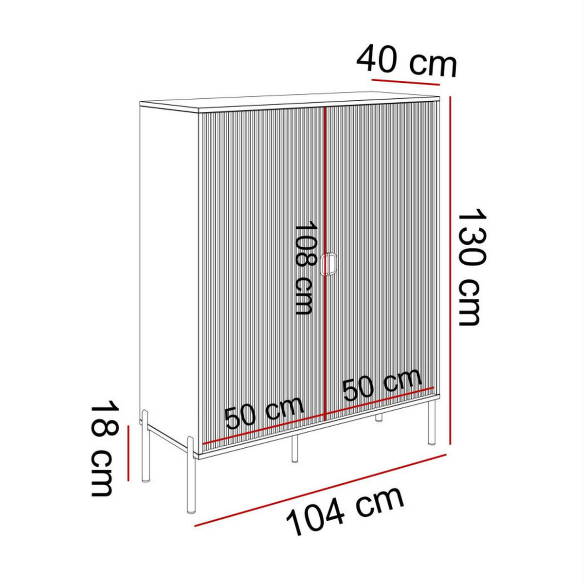 KOMMODE DALIA - Kaschmir/Goldfarben, Holzwerkstoff (104/127/40cm) - Lookway