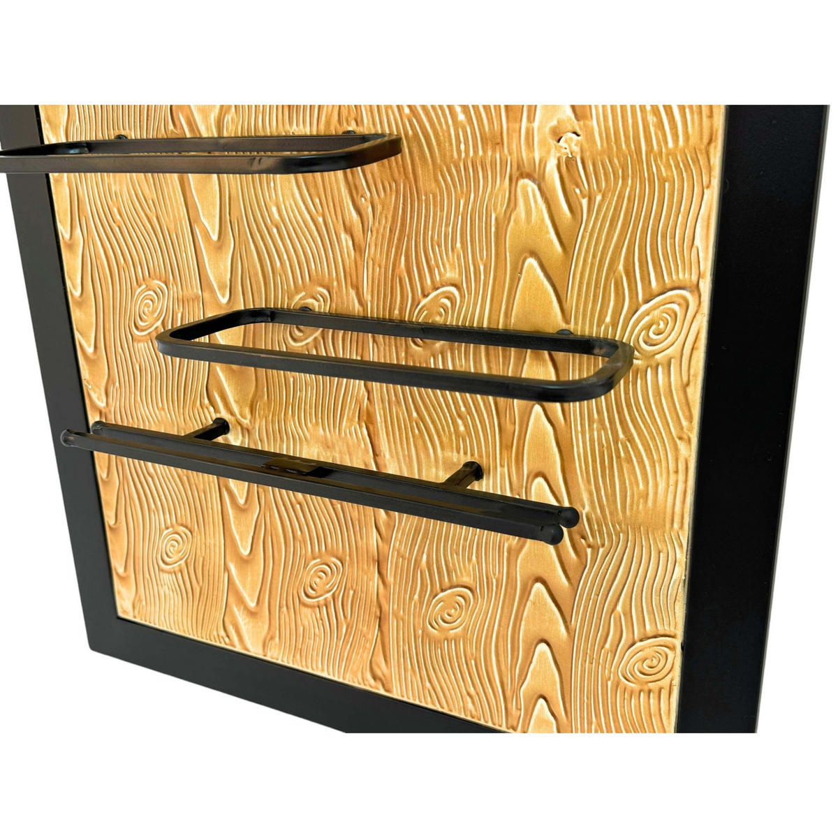 WEINREGAL Wand mit Glashalter Metall Schwarz 50/12/70 cm - Schwarz, Metall (50/70/12cm) - DanDiBo