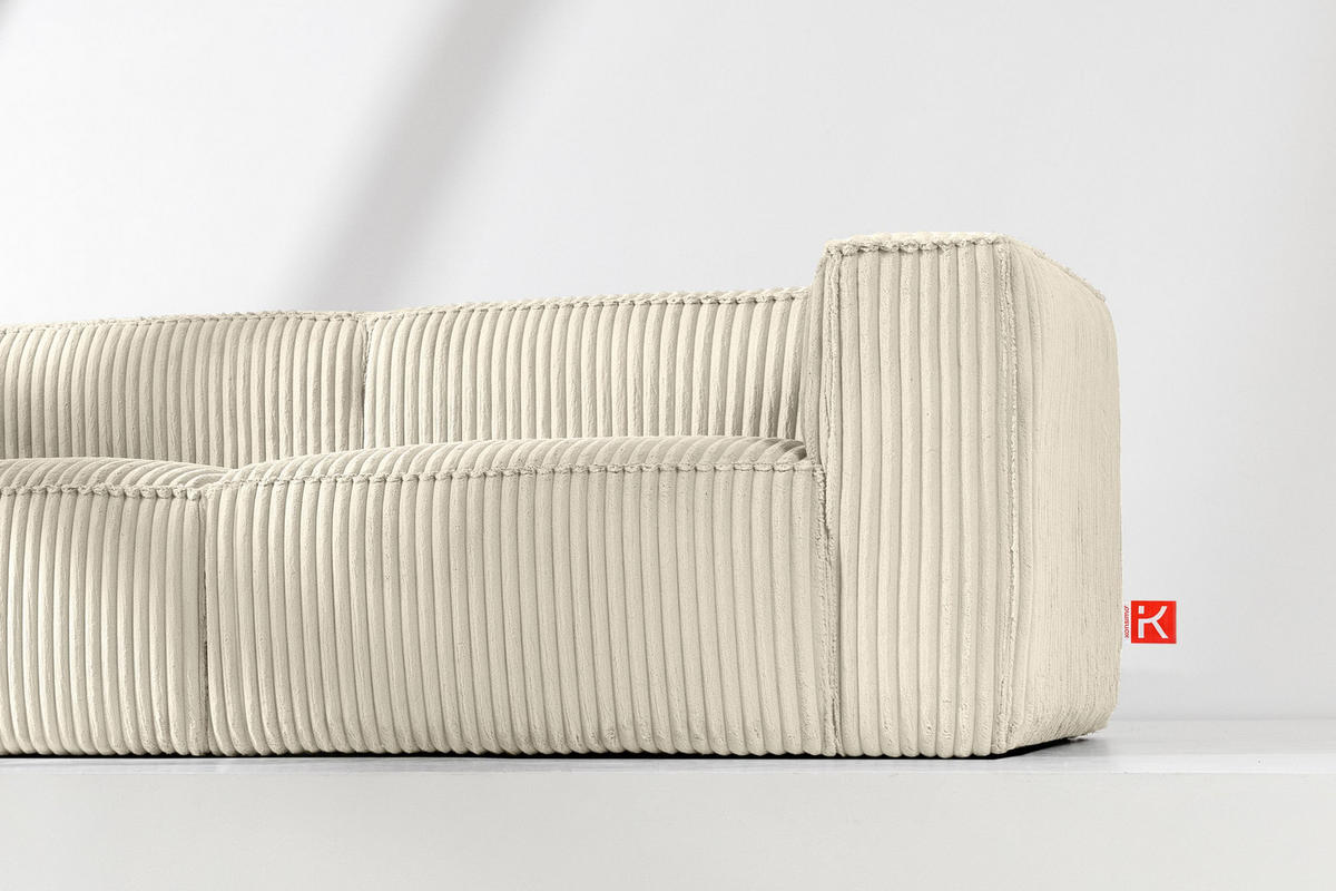 3-SITZER-SOFA FEROX Modern, Cord-Stoff, cremefarben - Creme, Textil (246/73/96cm) - KONSIMO®