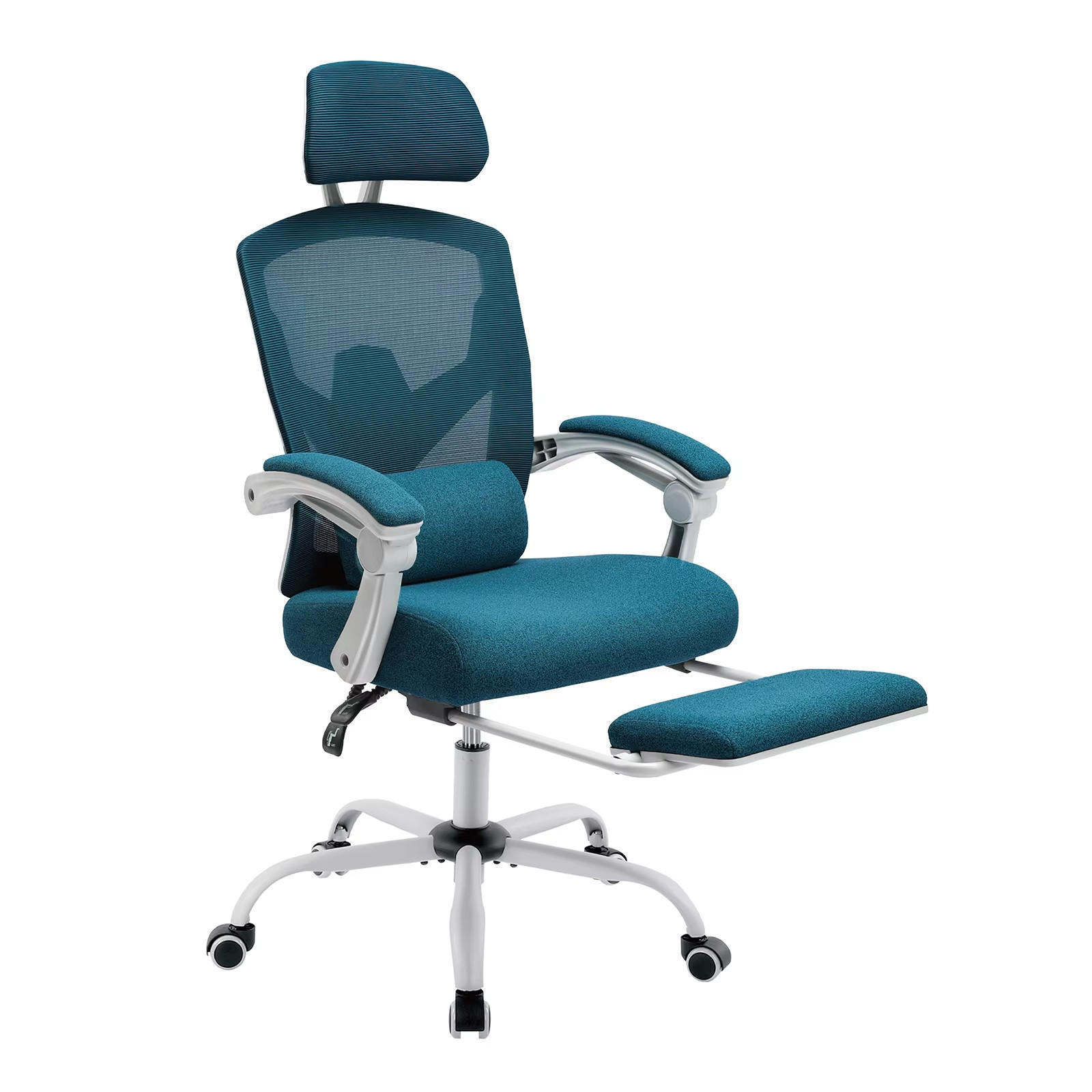 DREHSTUHL Mesh Ergonomisch mit hoher Rückenlehne Grau - Blau, Metall (66/129/61cm) - Kaket