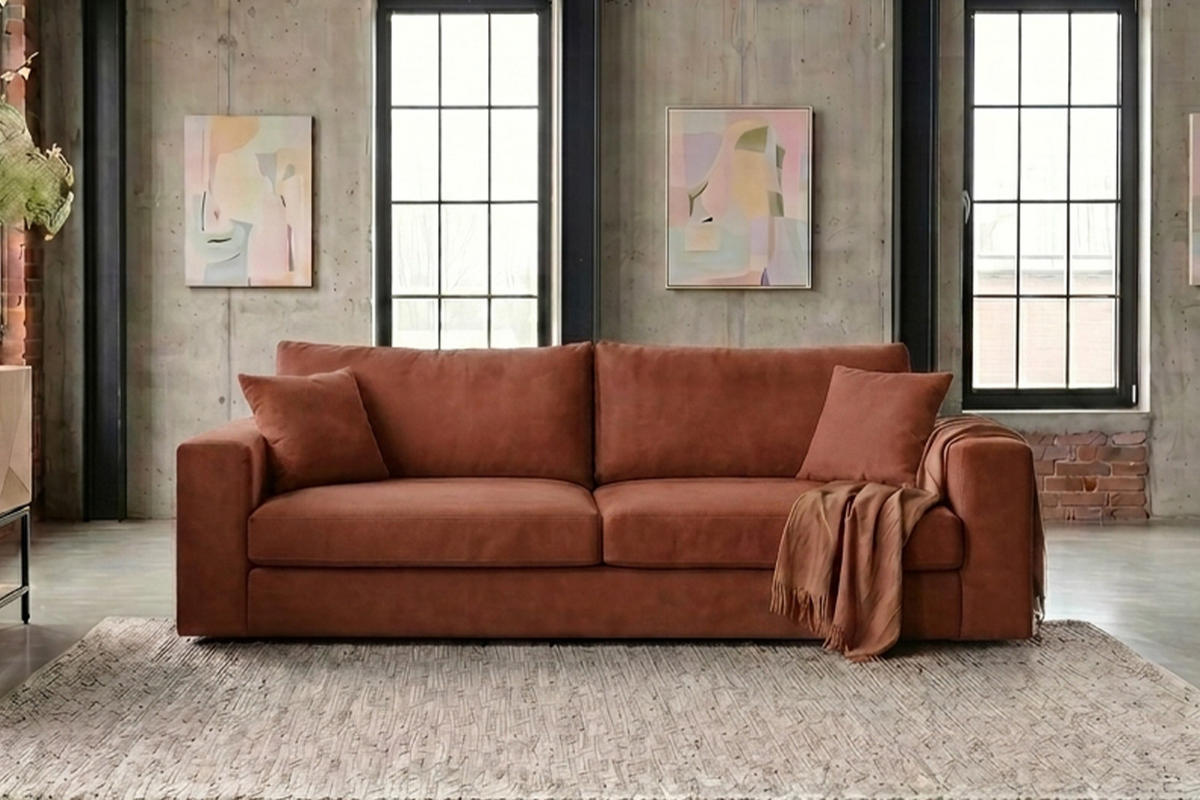 SOFA AMINA Braun Flachgewebe - Dunkelbraun/Schwarz, Buchenholz/Textil (228/82/101cm) - KAWOLA