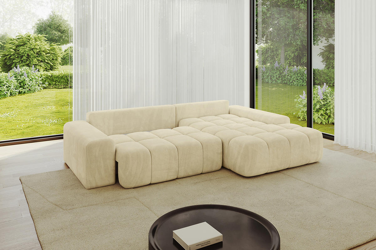 ECKSOFA Ottomane Rechts ENSI-L - 267x164x88 cm Taupe - Taupe, Holzwerkstoff/Kunststoff (164/267cm) - ALTDECOR