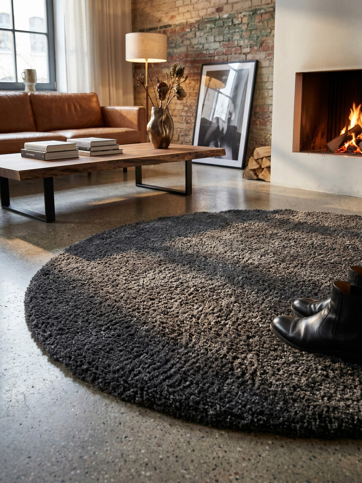 HOCHFLORTEPPICH Shaggy Uni Kuschelig Waschbar Wohnzimmer Rund Grau 200x200 cm – SALZACH - Grau, Textil (200/200cm) - KADIMA DESIGN
