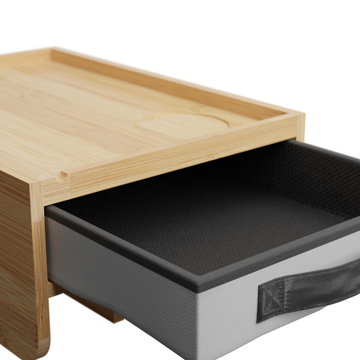 NACHTTISCH - Hellbraun, Holz/Textil (37/14/26.5cm) - Relaxdays