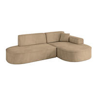 ECKSOFA Ottomane Rechts MARI-L1 - 243x171x79 cm Taupe Velours - Taupe/Schwarz, Holzwerkstoff/Kunststoff (171/243cm) - ALTDECOR
