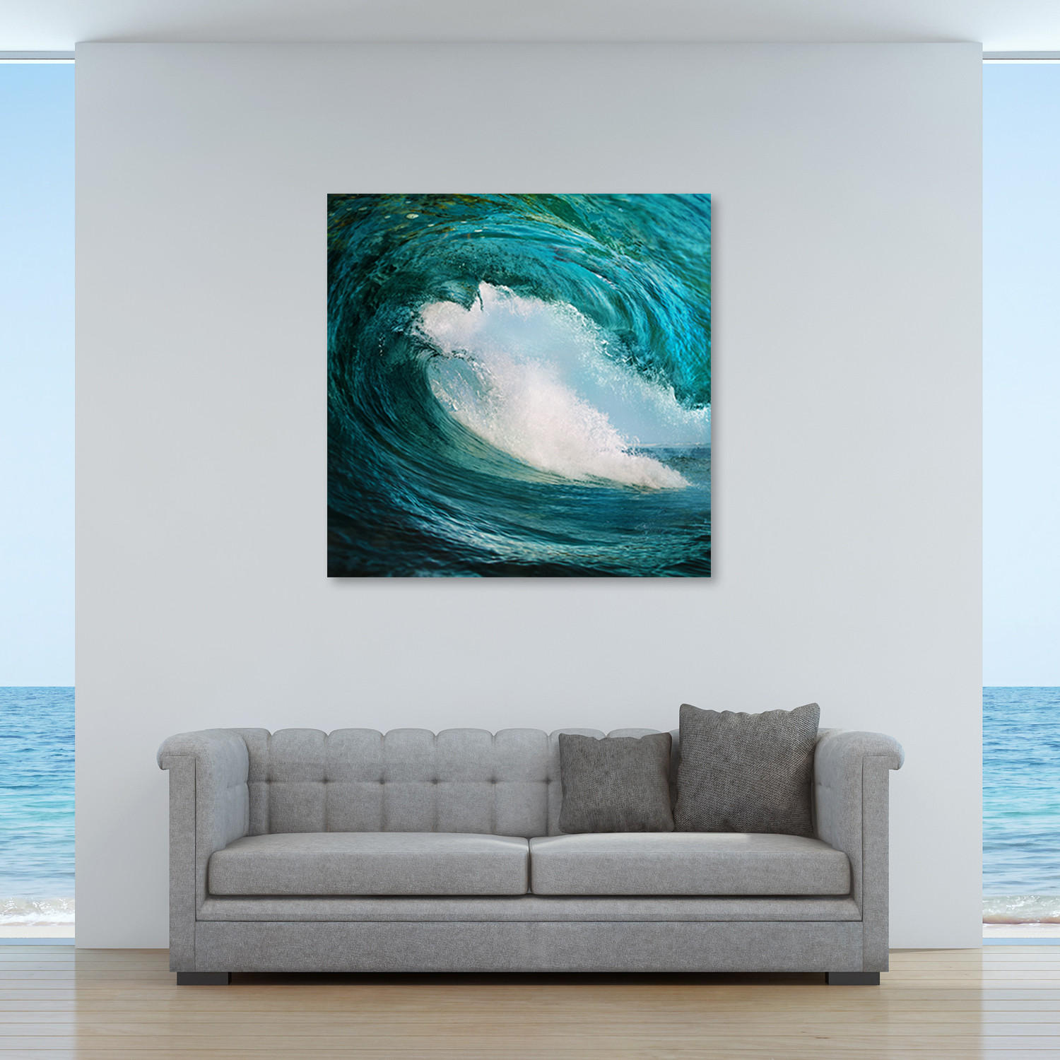 WANDBILD landschaften blau - Blau, Textil (50/50cm) - Feeby