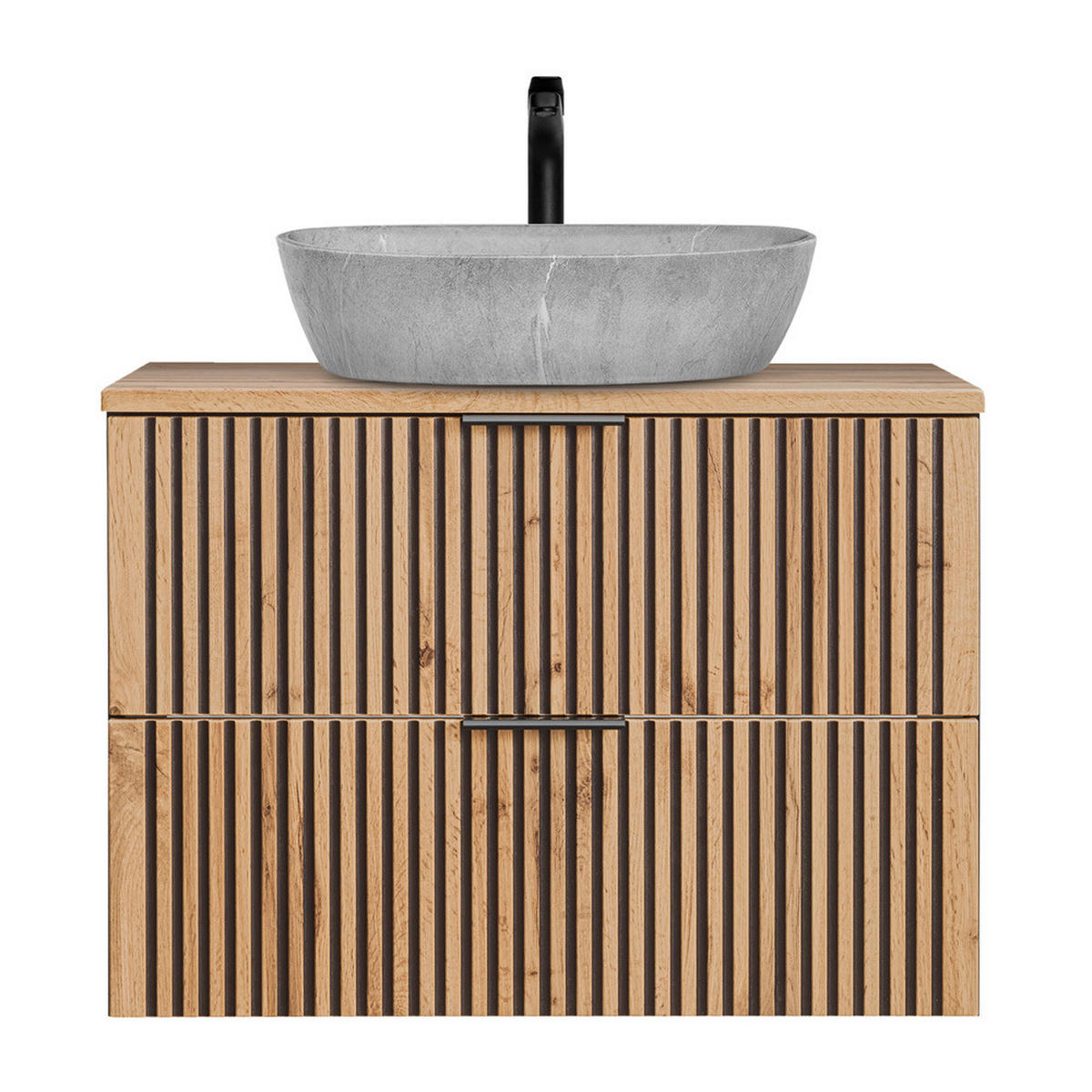 WASCHBECKENSCHRANK Xanten-56 - Braun, Holzwerkstoff (81/73/47cm) - Lomado