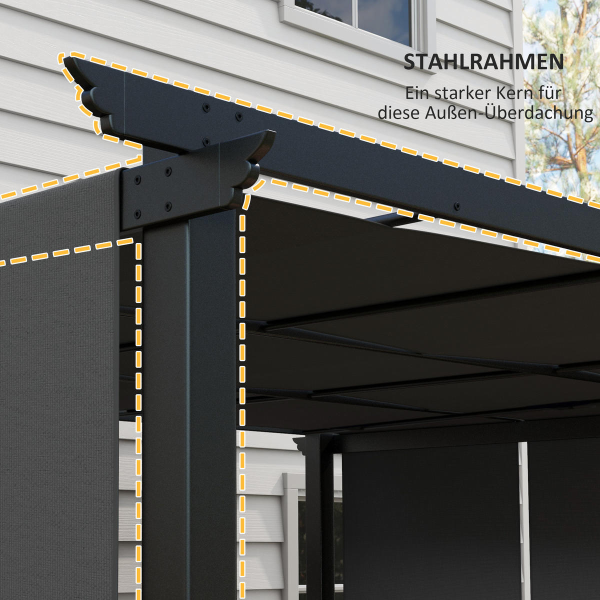PAVILLON Pergola, Stahl, Dunkelgrau - Dunkelgrau, Kunststoff/Metall (296/235/357cm) - Outsunny