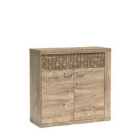 SIDEBOARD BALESTRAND N7 Dekorative Front Eiche - Eichefarben/Silberfarben, Glas/Holzwerkstoff (102/99/41cm) - Komodee