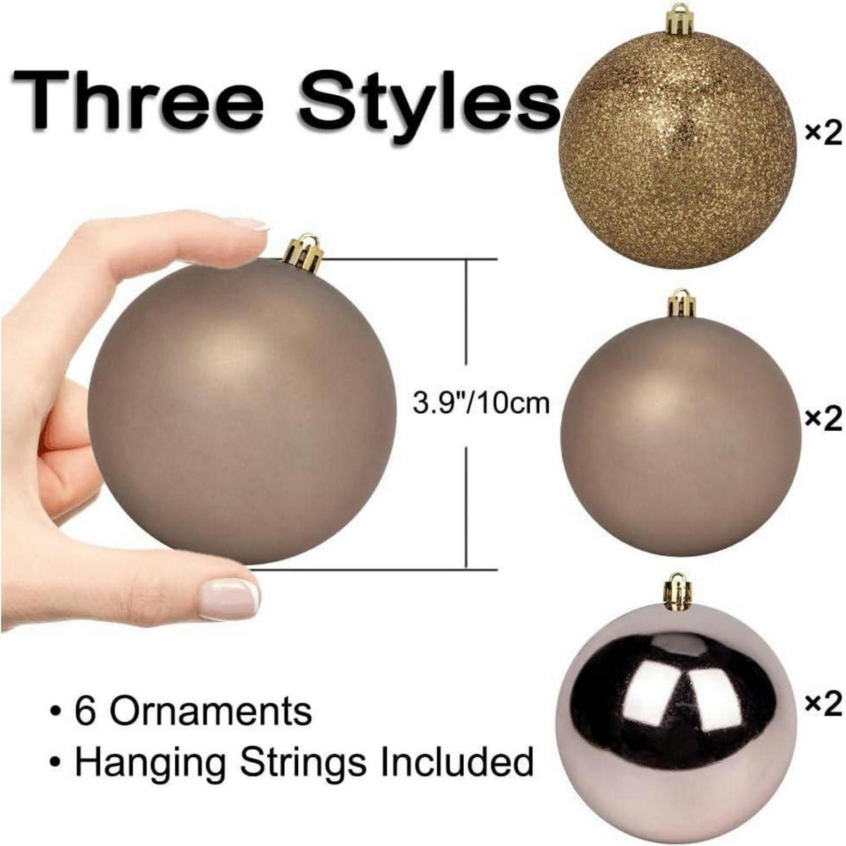 WEIHNACHTSKUGELN 6-teiliges Set 10 cm Braun - Multicolor, Kunststoff (10/10/10cm)