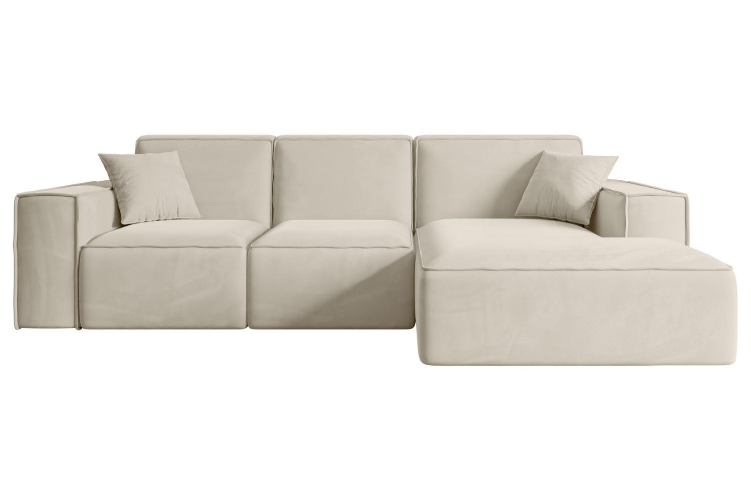ECKSOFA Ottomane Rechts SERRA-L - 266x165x73 cm Beige Velours - Beige/Schwarz, Holzwerkstoff/Kunststoff (266/165cm) - ALTDECOR
