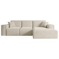 ECKSOFA Ottomane Rechts SERRA-L - 266x165x73 cm Beige Velours - Beige/Schwarz, Holzwerkstoff/Kunststoff (266/165cm) - ALTDECOR