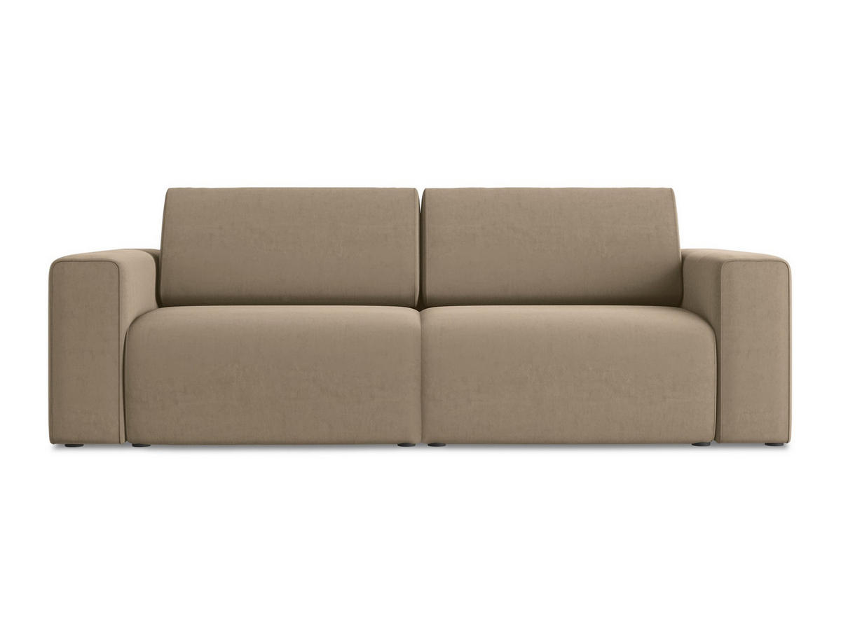 3-SITZER SOFA Samt Stoff Beige - Beige/Schwarz, Kunststoff/Textil (224/80/103cm) - Makamii