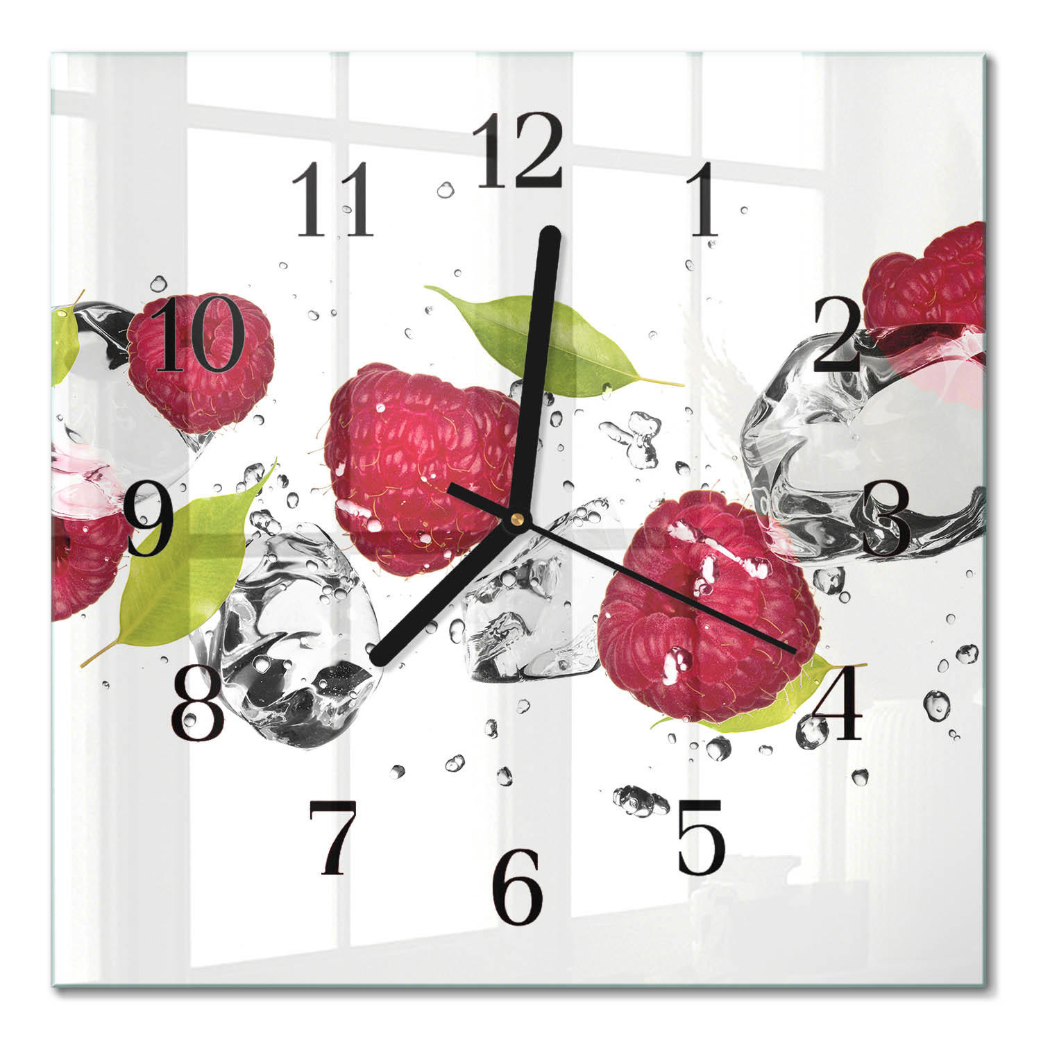 WANDUHR 30x30 cm - Himbeeren - Rot, Glas (30/30/0.4cm) - TULUP
