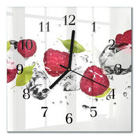 WANDUHR 30x30 cm - Himbeeren - Rot, Glas (30/30/0.4cm) - TULUP