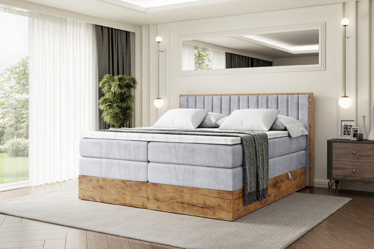 BOXSPRINGBETT mit Matratze H3|H4 und Lattenrost - LOLLI4 KING-160x200 - Grau Monolith - Grau, Holzwerkstoff (160/200cm) - ALTDECOR