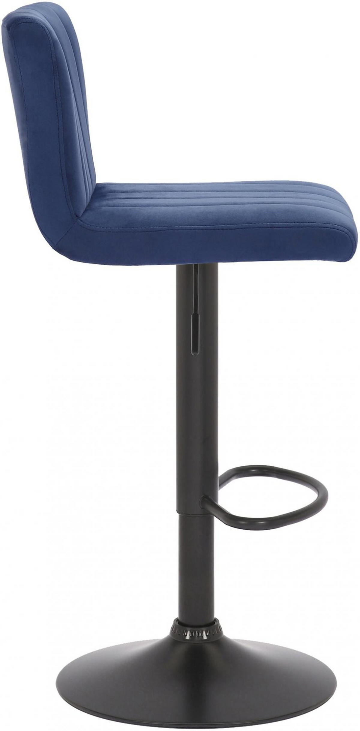 BARHOCKER Samt blau - Blau/Schwarz, Textil/Metall (41/87/49cm) - CLP