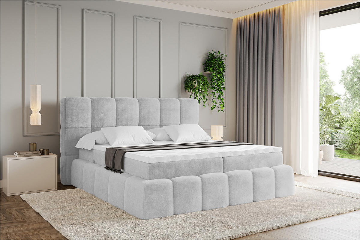 BOXBETT - AURI-H3 - 180x200 Hellgrau Lapitt - Greige, Holzwerkstoff (180/200cm) - ALTDECOR