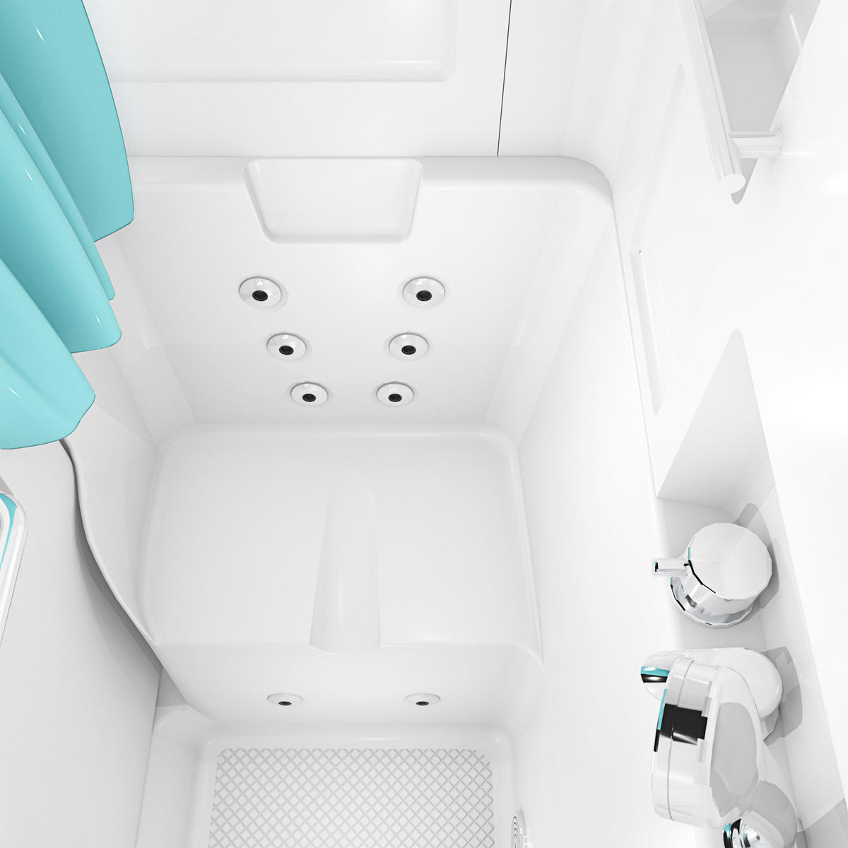 SENIORENDUSCHE Wanne Whirlpool S02D-WP-A-L 78x100x205cm - Weiß, Glas/Kunststoff (78/100/205cm) - AcquaVapore by Sandra Jentho