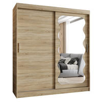 SCHWEBETÜRENSCHRANK 200/180/62 2-türig - Silberfarben/Sonoma Eiche, Holz (180/200/62cm) - MÖBEL KRYSPOL