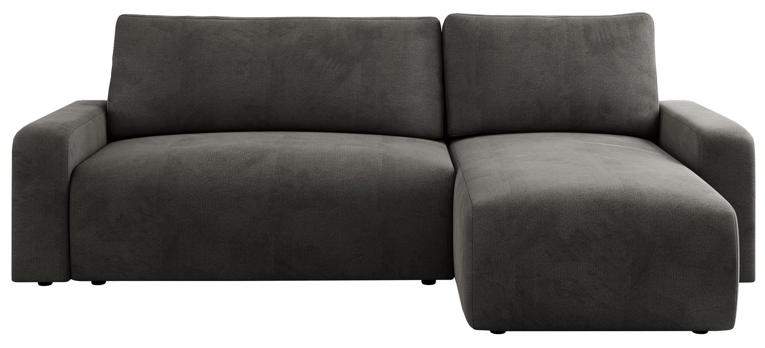ECKSOFA ARGOS Dunkelgrau Velours - Dunkelgrau/Schwarz, Kunststoff/Textil (245/150cm) - MKS