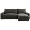 ECKSOFA ARGOS Dunkelgrau Velours - Dunkelgrau/Schwarz, Kunststoff/Textil (245/150cm) - MKS
