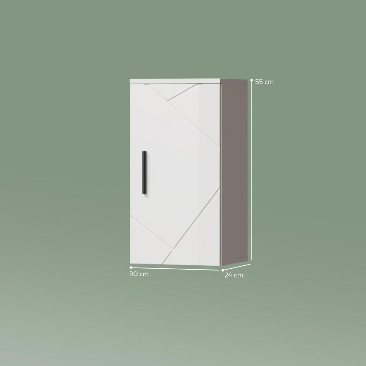 BADSCHRANK Ronco Weiß Hochglanz 30 x 59 cm - Weiß Hochglanz, Holzwerkstoff (30/59/24cm) - Livinity®
