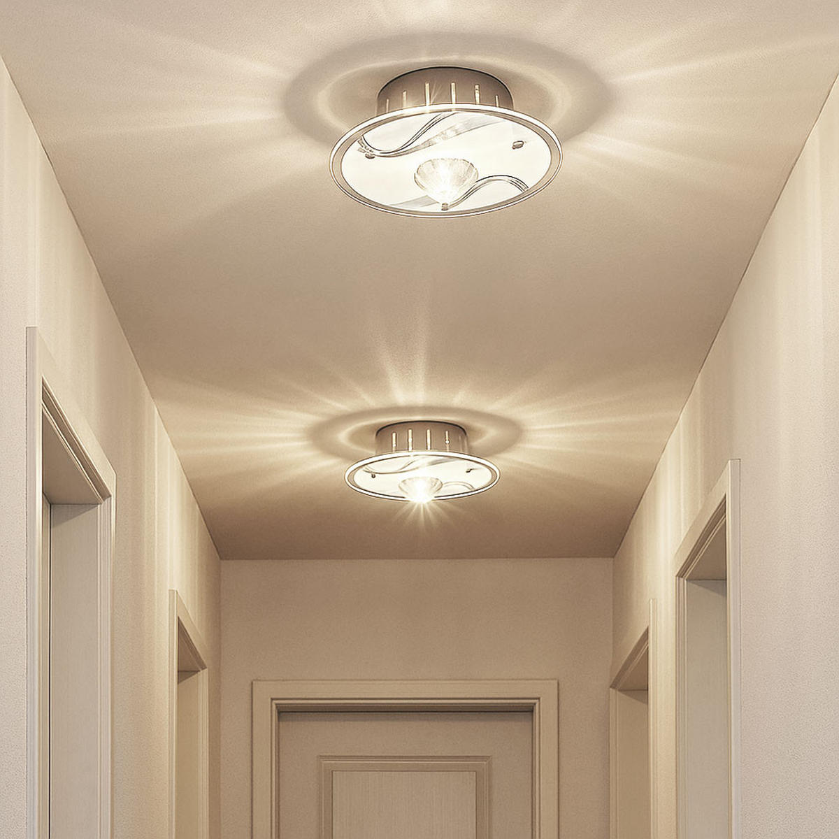 DECKENLEUCHTE Spiegelglas Weiß 2er Set - Weiß, Glas (18/18/11cm)