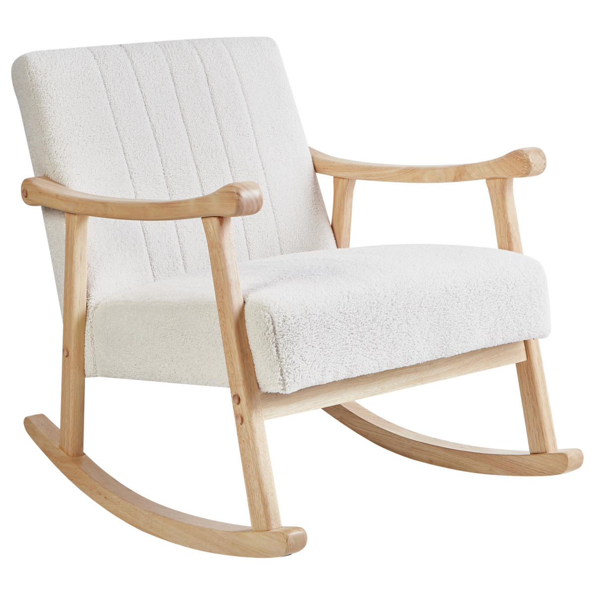 SCHAUKELSESSEL Cremeweiß Leknes - Weiß/Braun, Textil (63/78/96cm) - Beliani