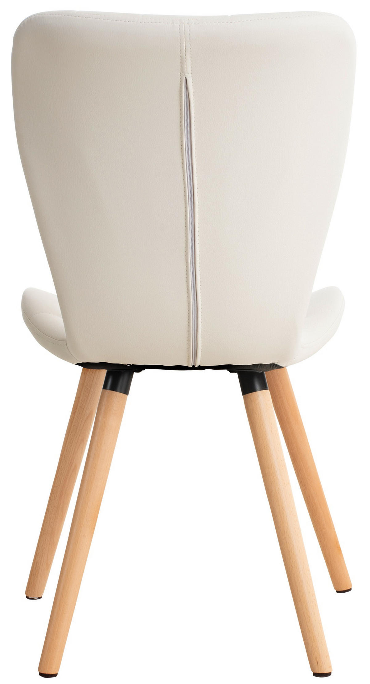 STUHL 2er Set Lederlook weiß - Eukalyptusholzfarben/Weiß, Holz/Textil (50/88/63cm) - CLP