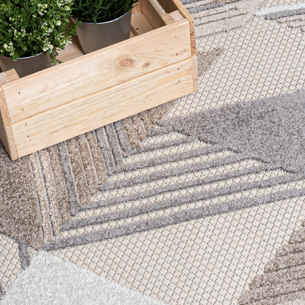 TEPPICH In-OutdoorBeige Abstract - Kurzflor Rechteckig Creme - 120 x 170 cm - Beige, Textil (120/170cm) - Mazovia
