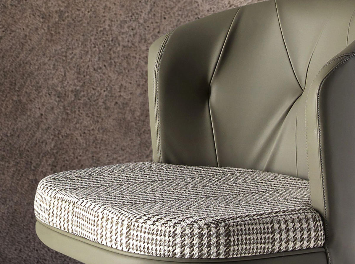 BARHOCKER Drehbar aus dunkelgrünem und weißem Stoff, olivgrün 49/56/82 cm - Edelstahlfarben/Salbeigrün, Leder/Textil (49/82/56cm) - ANGEL CERDA