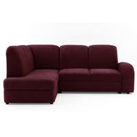 ECKSOFA VIBE L Links mit Schlaffunktion 129x205 Chenille Bordeaux - Bordeaux/Schwarz, Holz/Kunststoff (186/250cm) - Muffo