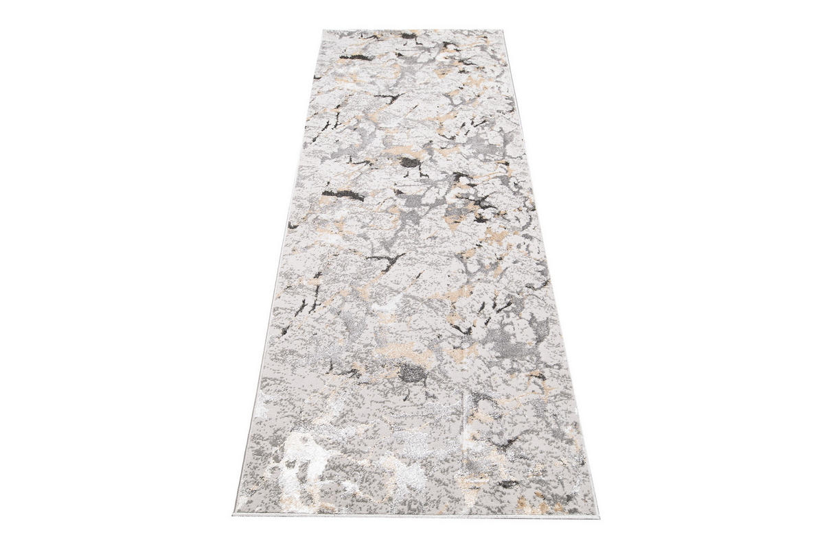 LÄUFER Crystal Hellgrau Marmor Optik 80/700 cm - Hellgrau, Textil (80/700cm) - Tapiso