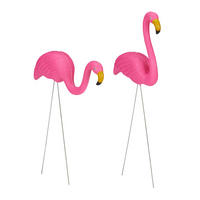 2XFLAMINGOFIGUR - Pink, Kunststoff/Metall (7.5cm) - Relaxdays