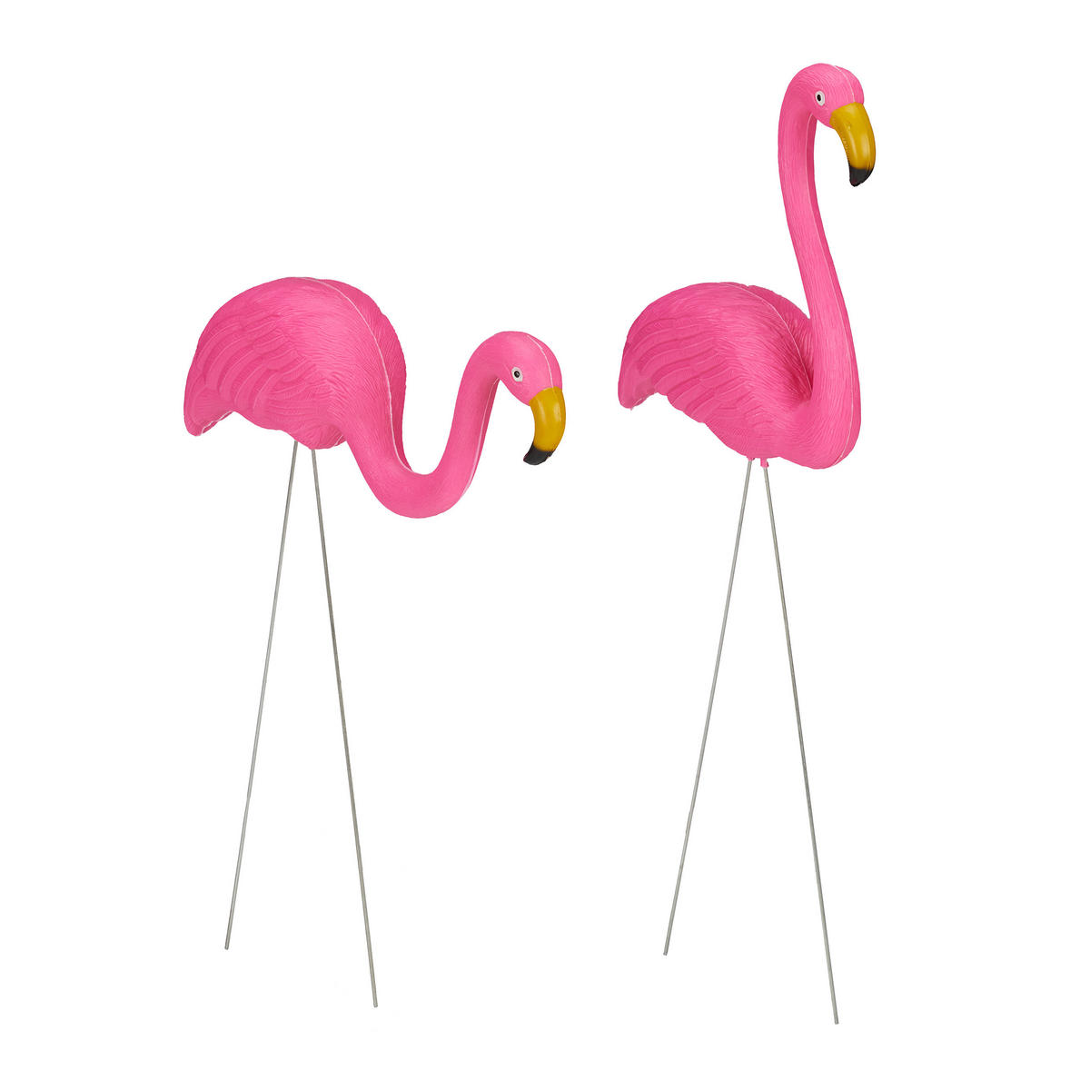 2XFLAMINGOFIGUR - Pink, Kunststoff/Metall (7.5cm) - Relaxdays