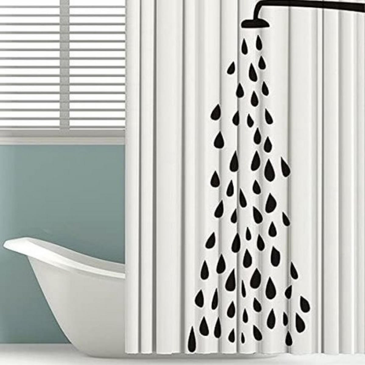 DUSCHVORHANG Schwarz-Weiß Bunt Muster Polyester 180 x 180 cm wasserdicht mit Haken - Weiß, Textil (180/180cm) - MCBOSON