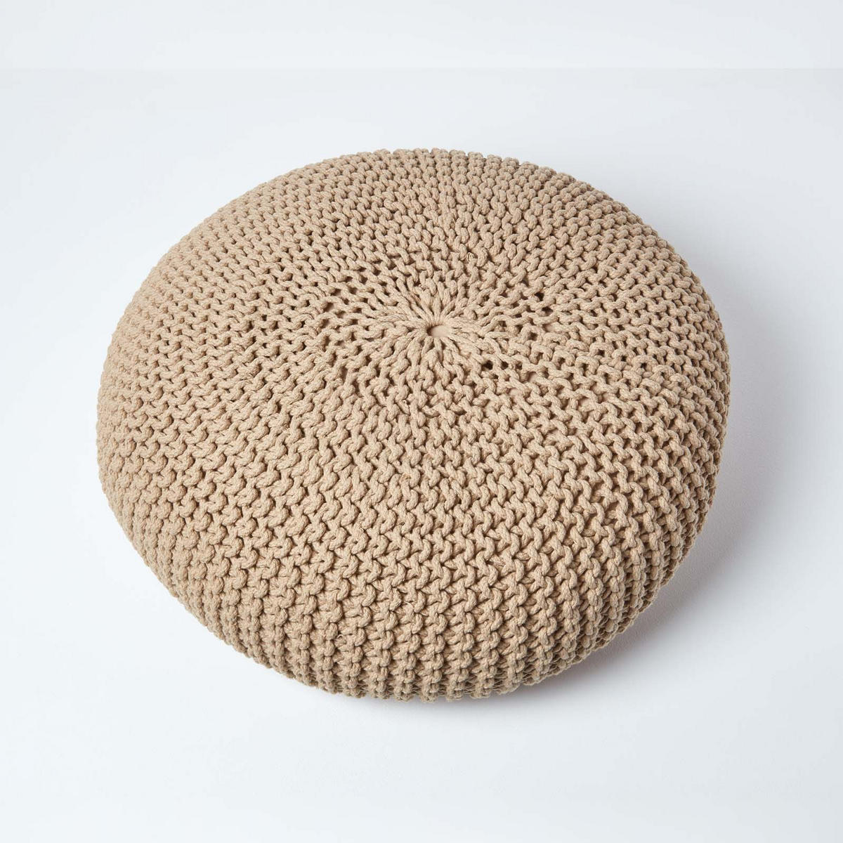 STRICK-POUF beige, Bodenkissen rund 70/70/23 cm - Beige, Textil (70/23/70cm) - Homescapes