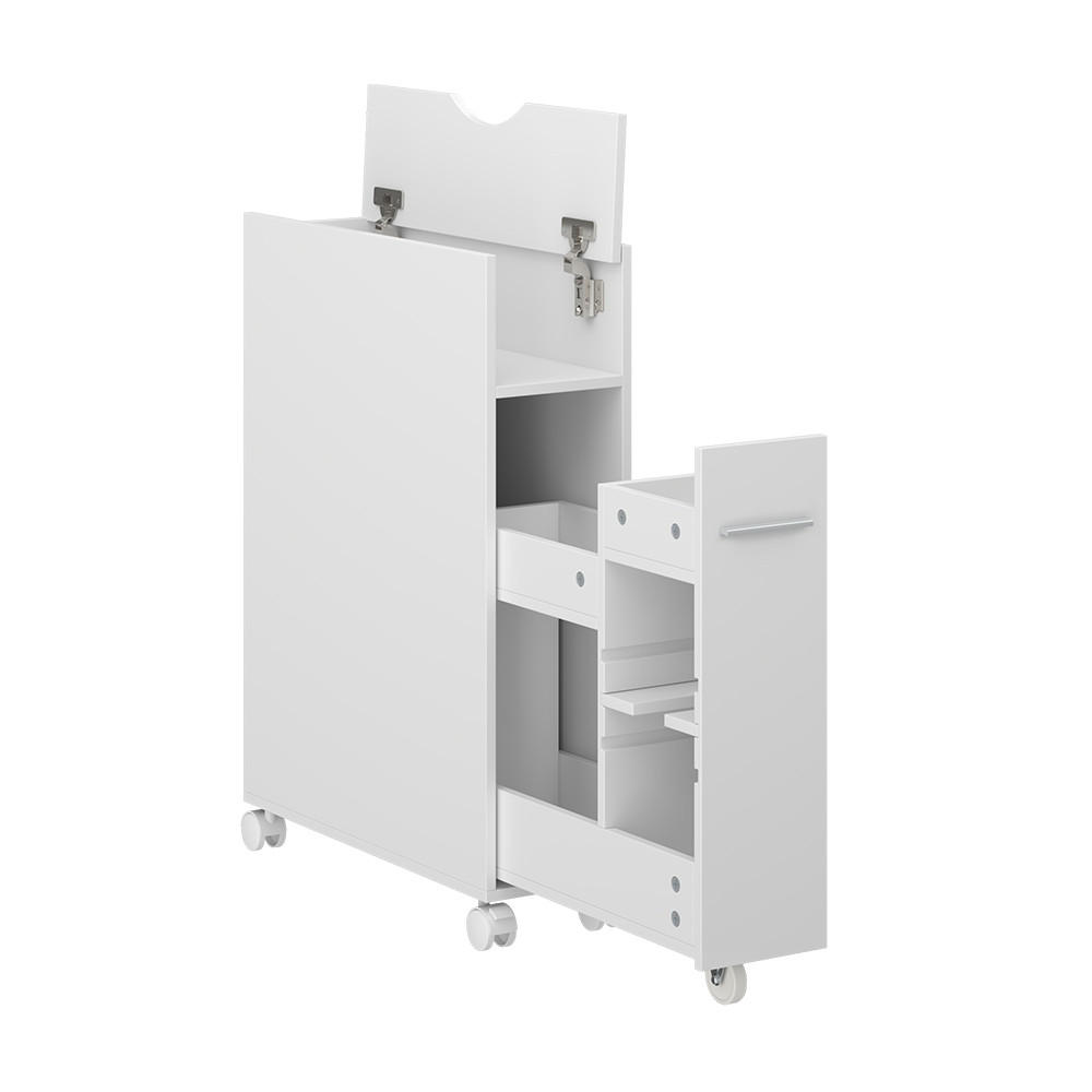 TOILETTENSCHRANK Niva Weiß 18 x 71.3 cm mit ausziehbarem Fach - Weiß, Holzwerkstoff (18/71.3/50cm) - Vicco