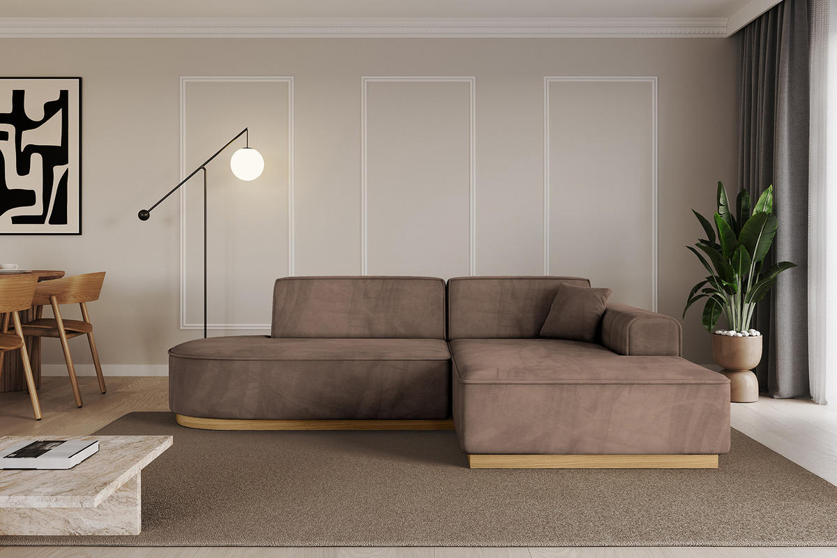 ECKSOFA Ottomane Rechts IREA-L1-v2 - 232x165x80 cm Braun - Braun, Holzwerkstoff/Textil (232/165cm) - ALTDECOR