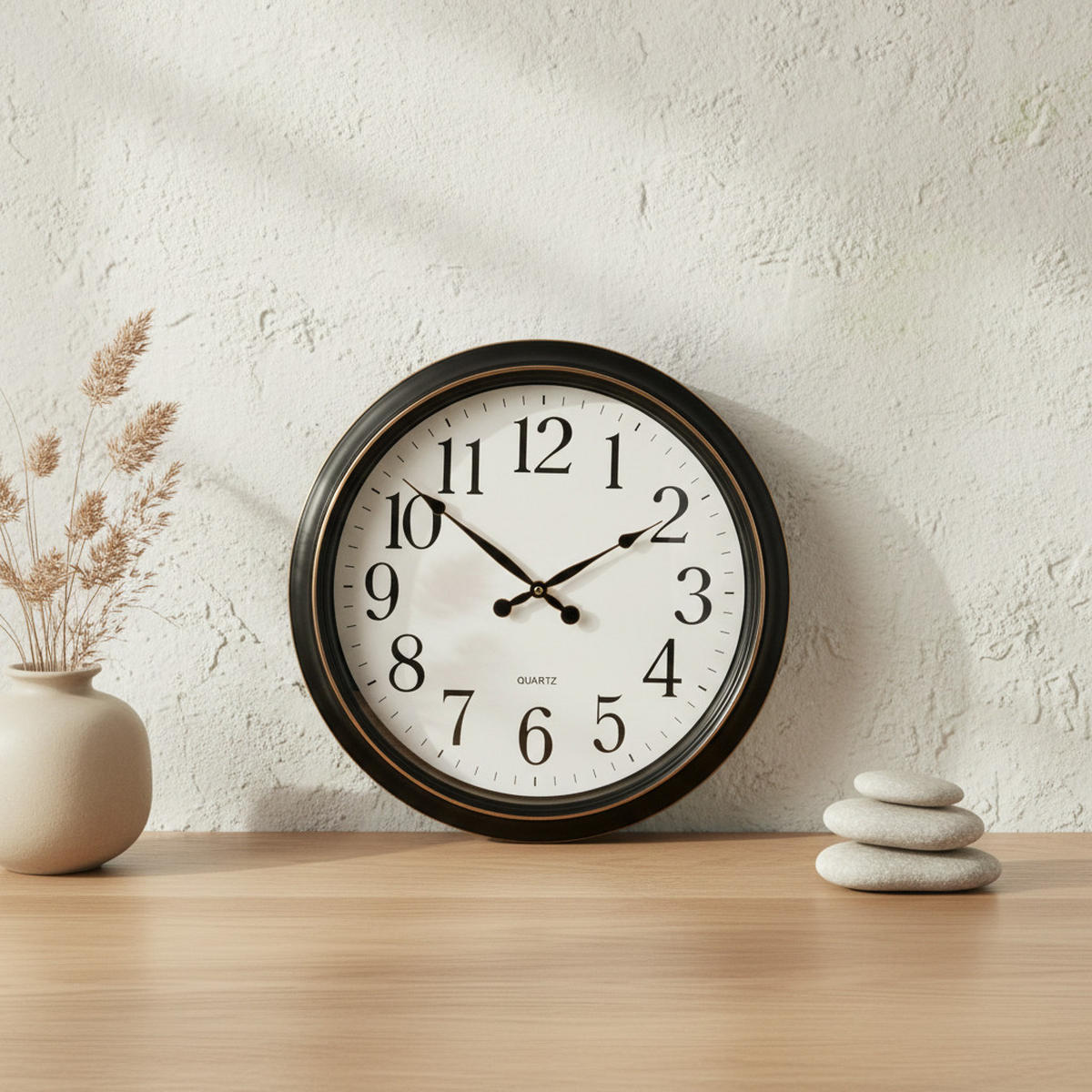 WANDUHR Ramsey Schwarz 50/5/50 cm Kunstoff - Schwarz, Kunststoff (50/50/5cm) - Mondex