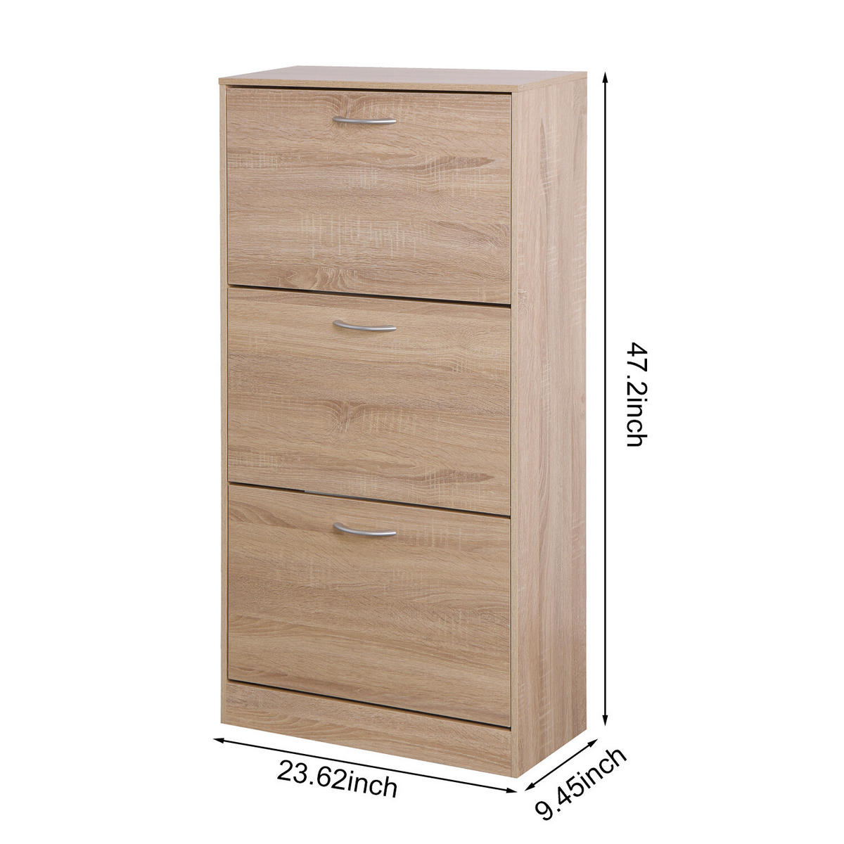 SCHUHSCHRANK mit 3 Klappen 60/24/120 cm - Hellbraun, Holzwerkstoff (24/120/60cm) - Urban Meuble