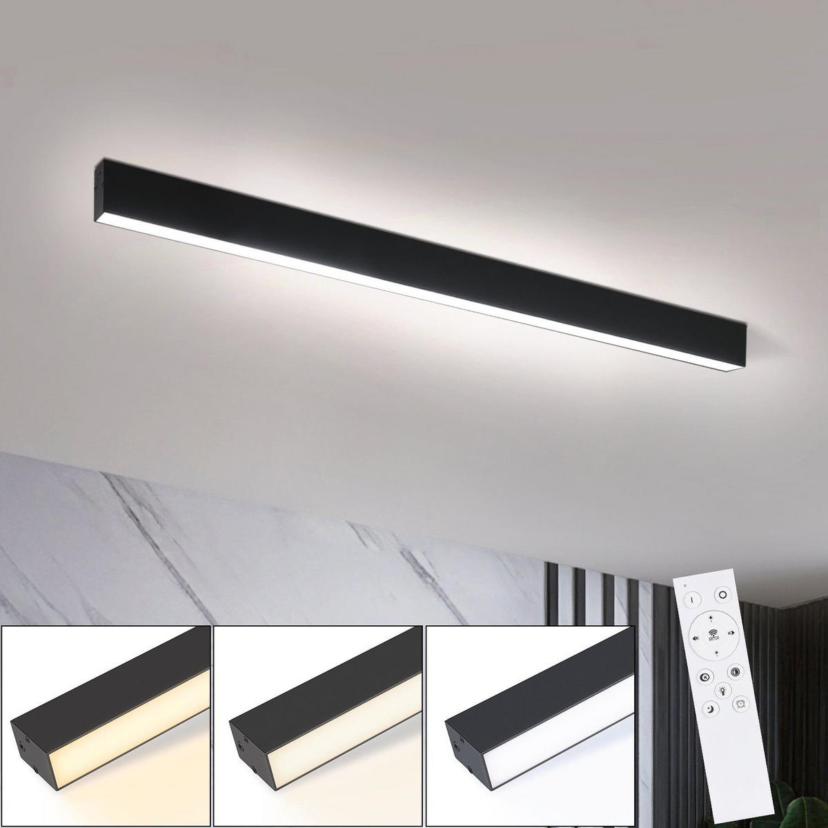 LED-DECKENLEUCHTE Werner 80/3.5/5.5 cm - Schwarz, Metall (80/3.5/5.5cm) - Nettlife