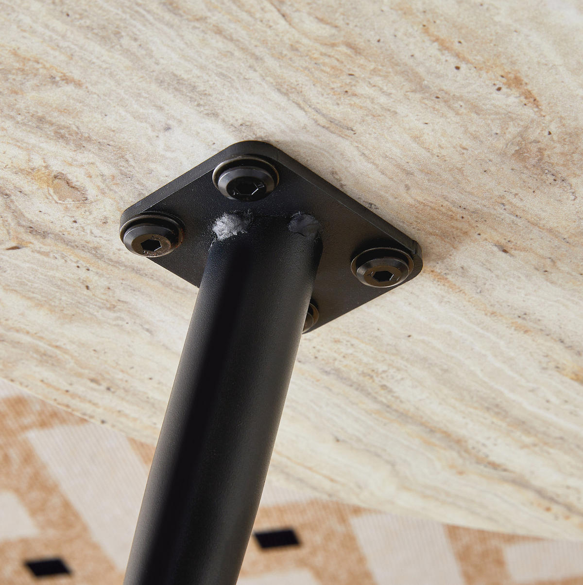 COUCHTISCH 70/70/35,5 cm aus MDF und Metall mit runder Tischplatte und verstellbaren Füßen, Schwarz/Holzfarben - Schwarz, Holzwerkstoff (70/70/35.5cm) - Modfu
