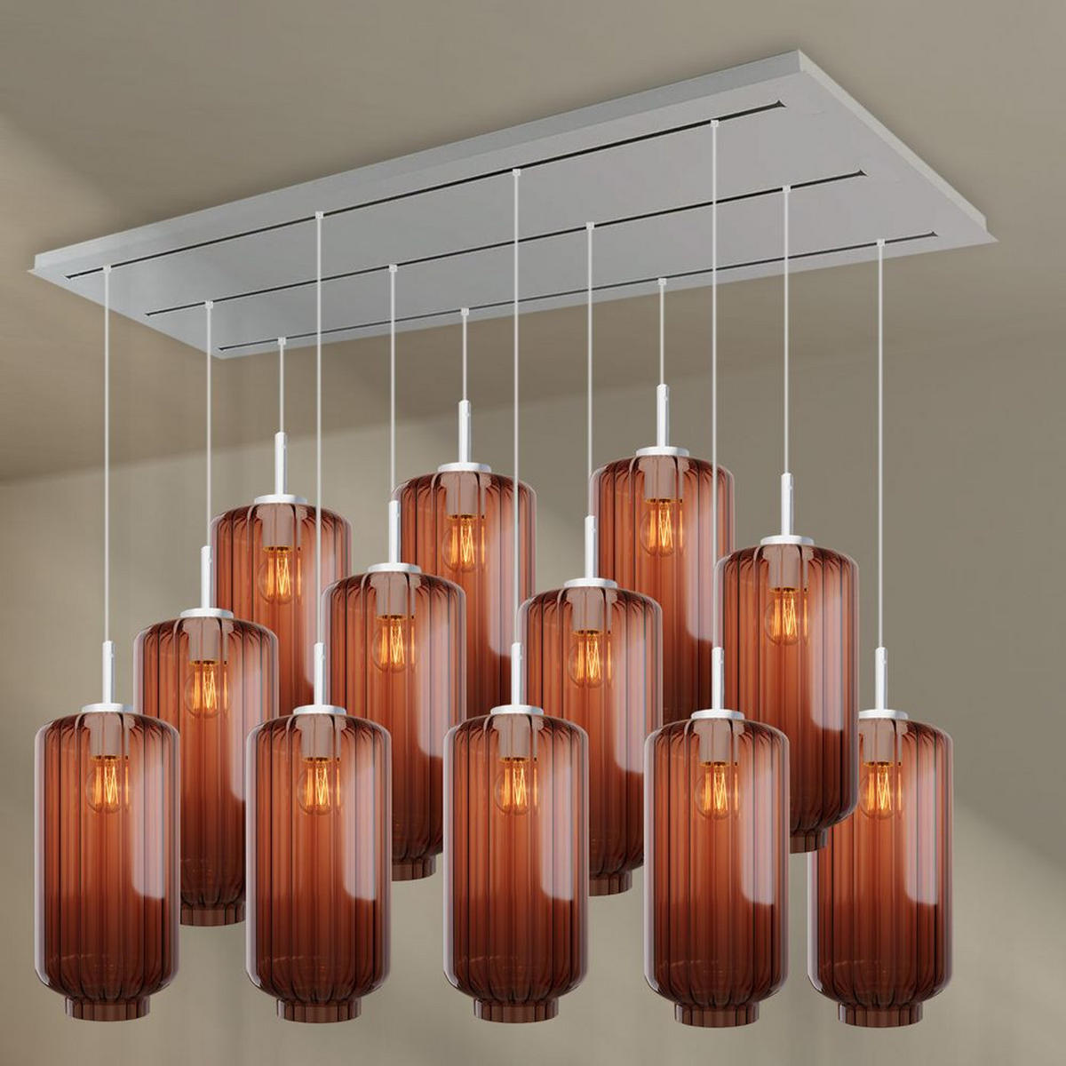 HÄNGELEUCHTE Velo 12-flammig Braun Ø 18cm - Braun/Weiß, Glas (18/18/33cm) - s.luce