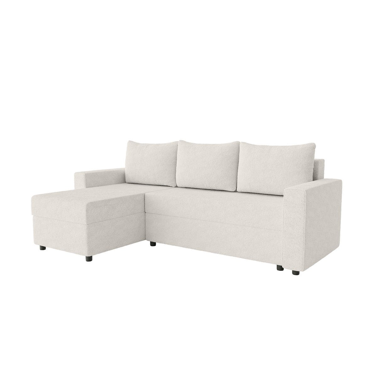ECKSOFA Goka Lux L mit Schlaffunktion und 2 Bettkästen, Weiß - Weiß, Textil (230/146cm) - Fedve