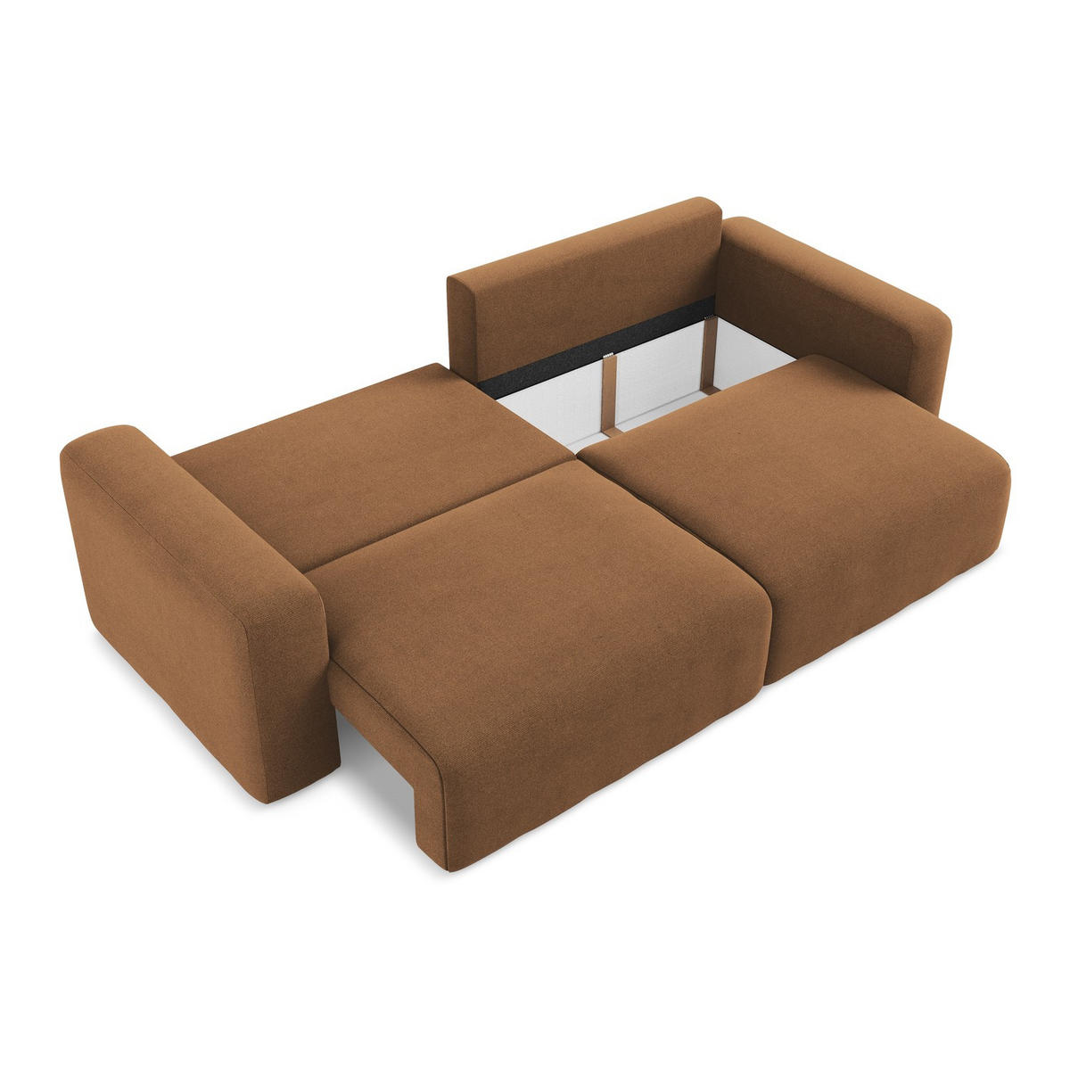 3-SITZER SOFA mit Schlaffunktion Strukturstoff Stoff Orange - Beige/Terracotta, Kunststoff/Textil (244/79/102cm) - LaMiaSofa