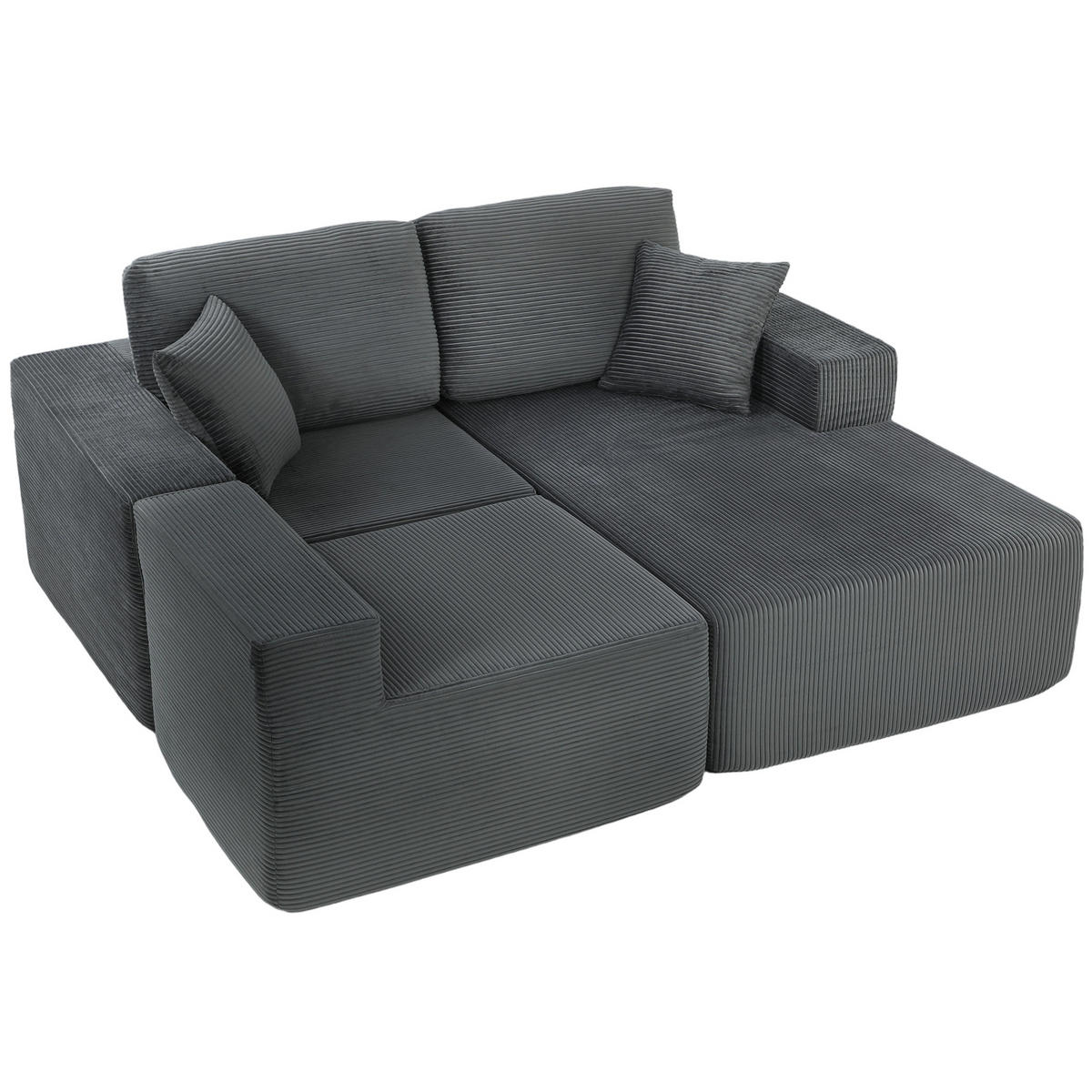 MODULARES ECKSOFA DE-06601 L-förmiges Sofa-Bett, tiefer Sitz, breite Armlehnen Dunkelgrau - Dunkelgrau, Holz/Textil (168/267cm) - ComfortXL