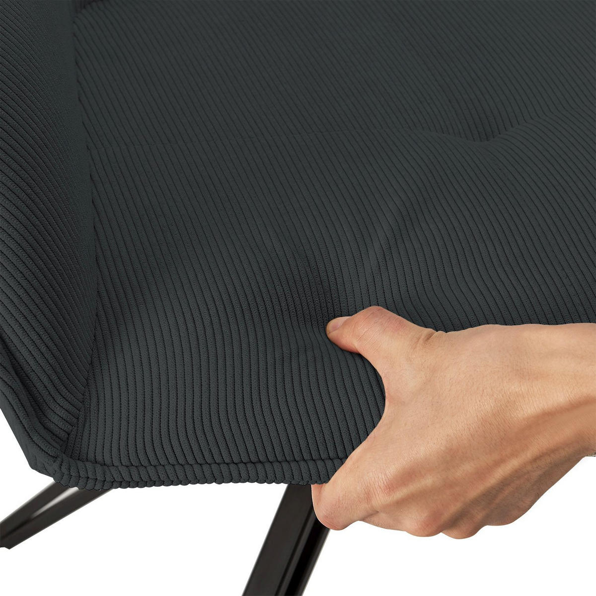 DREHSTUHL Clyde mit Armlehne cord dunkelgrau (2er-Set) - Dunkelgrau, Textil (57/85/61cm) - Juskys